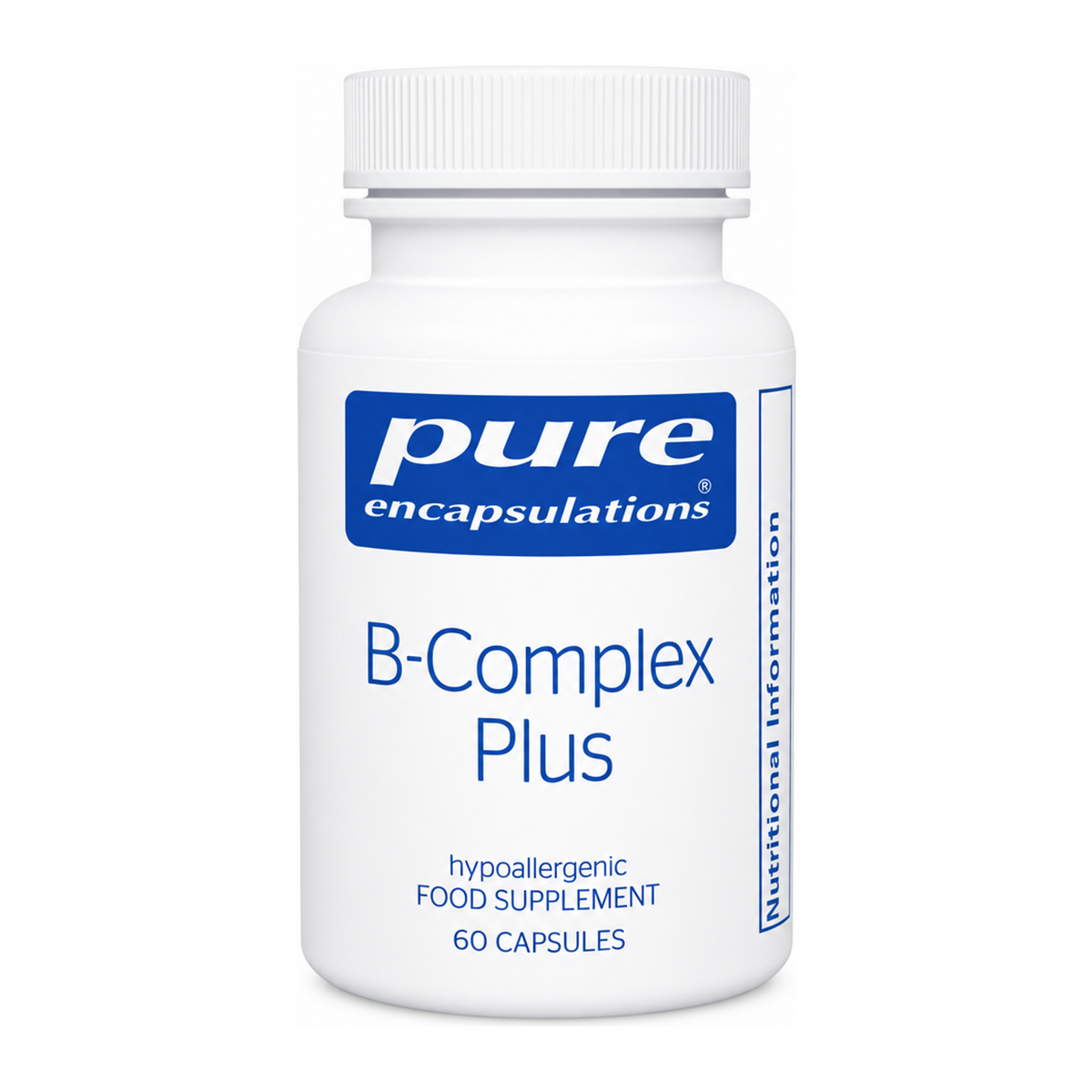 Pure Encapsulations B-Complex Plus by Pure Encapsulations Natural Remedies — front view showing product label and branding, studio product photo on white background