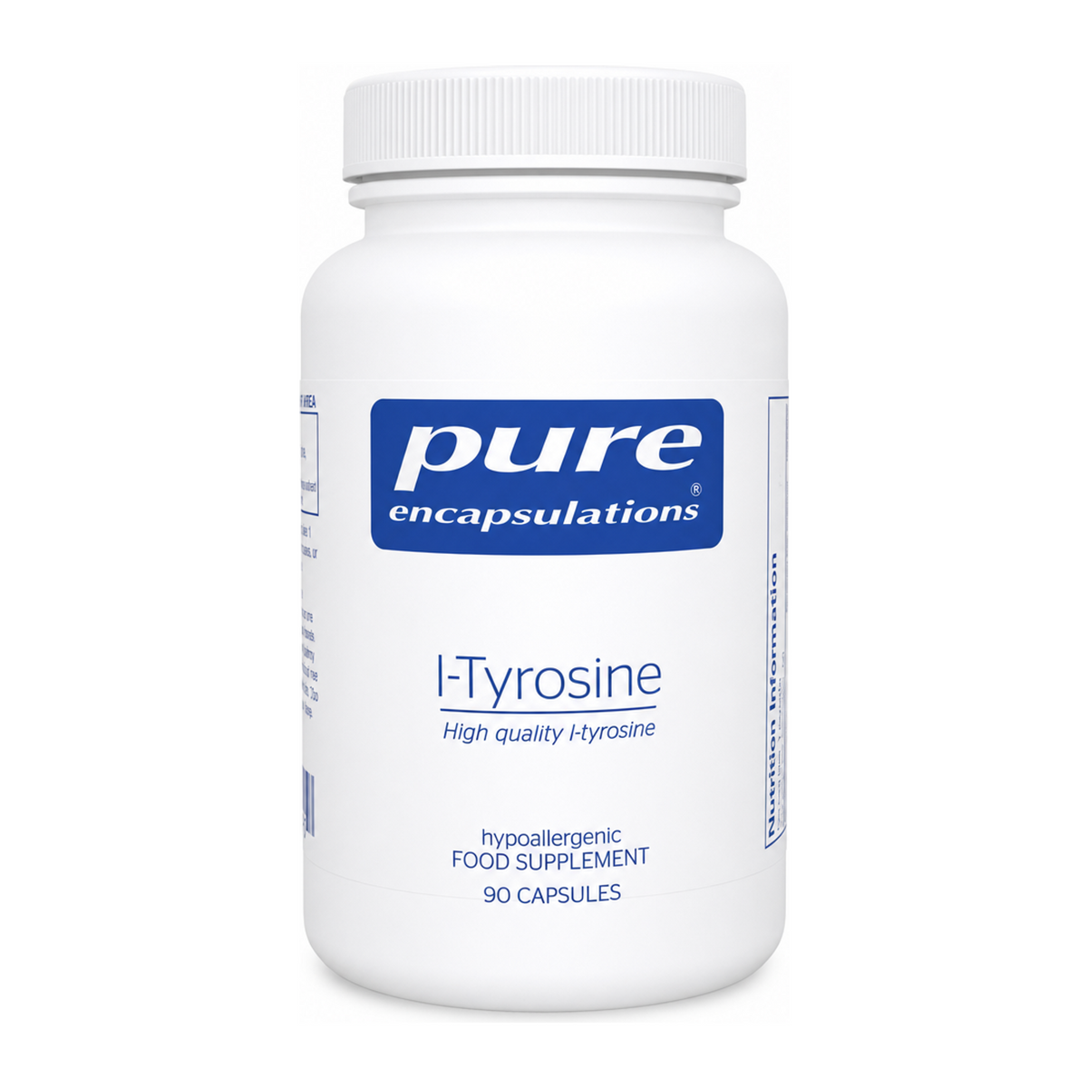 Pure Encapsulations l-Tyrosine 500mg by Pure Encapsulations Natural Remedies — front view showing product label and branding, studio product photo on white background
