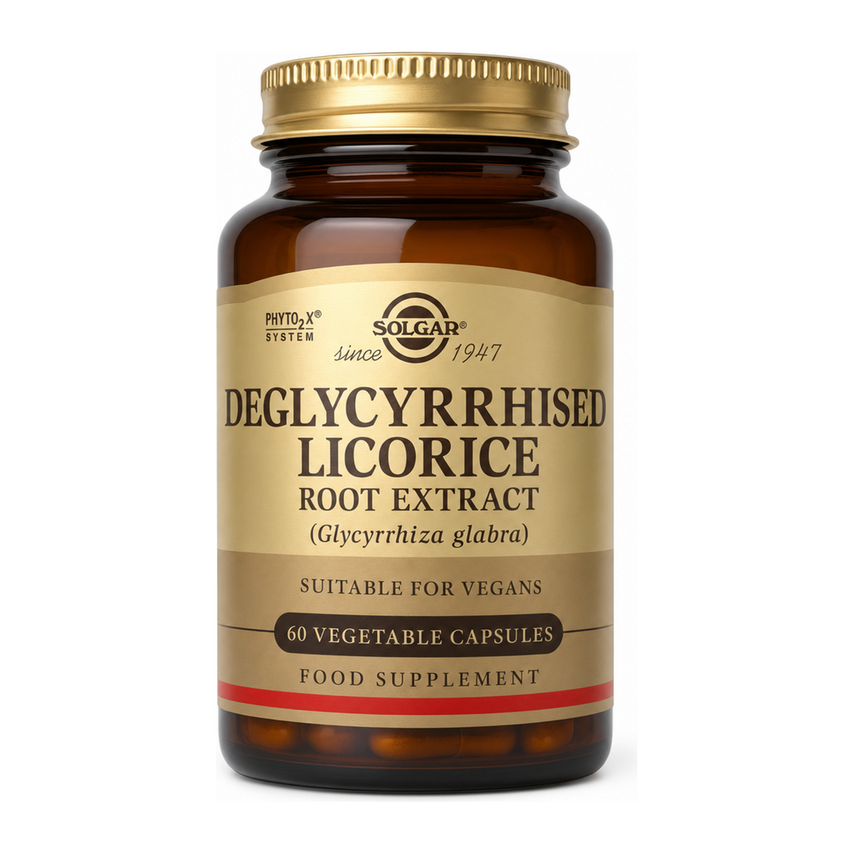 Solgar Deglycyrrhised Licorice Root Extract Vegicaps 60 by Solgar Natural Remedies — front view showing product label and branding, studio product photo on white background