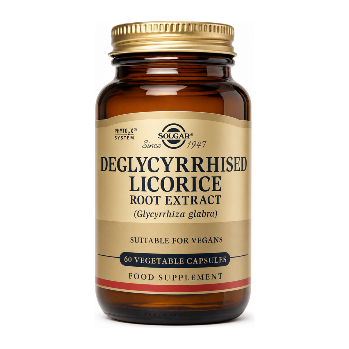 Solgar Deglycyrrhised Licorice Root Extract Vegicaps 60 by Solgar Natural Remedies — front view showing product label and branding, studio product photo on white background