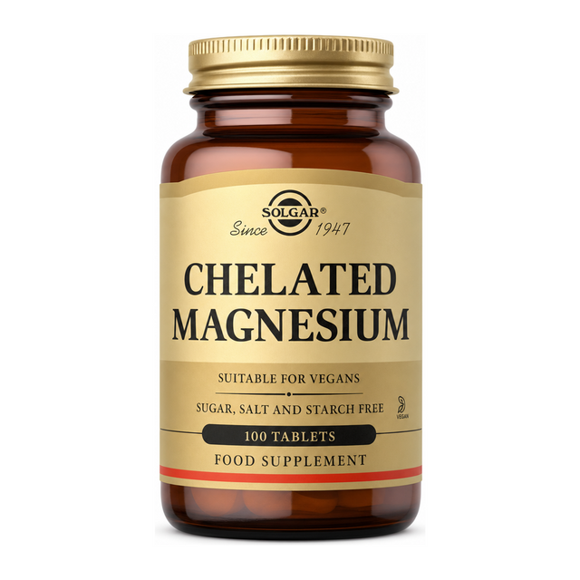 Solgar Chelated Magnesium by Solgar Natural Remedies — front view showing product label and branding, studio product photo on white background