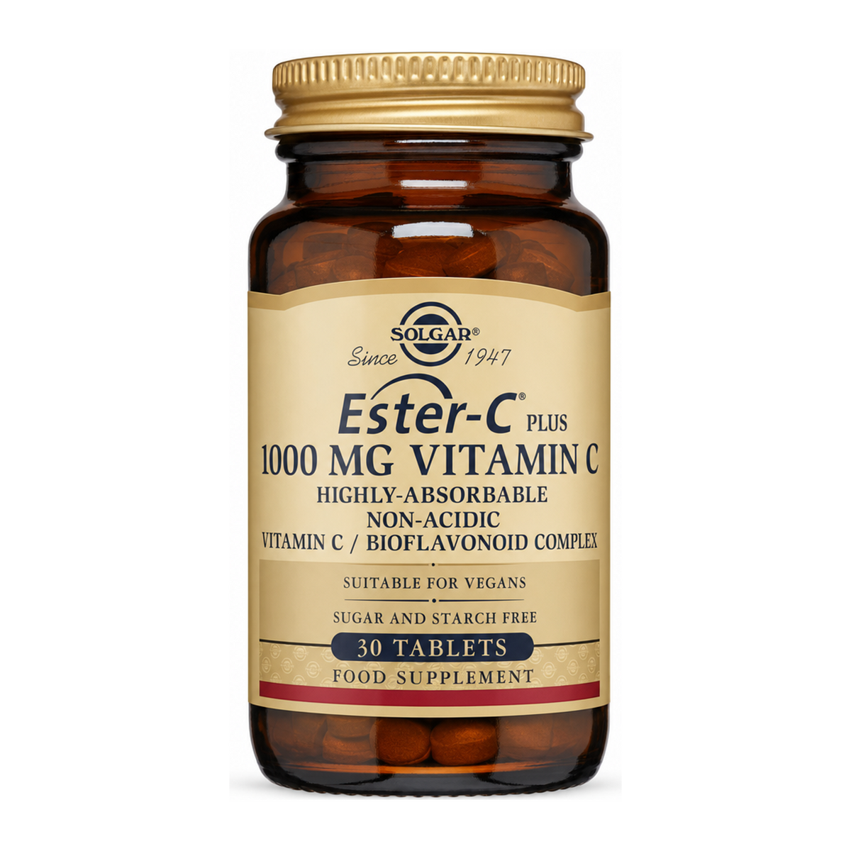 Solgar Ester-C Plus 1000 mg Vitamin C by Solgar Natural Remedies — front view showing product label and branding, studio product photo on white background