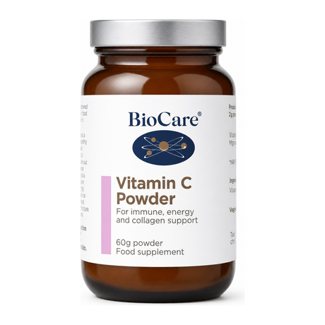 Biocare Vitamin C (Magnesium Ascorbate Powder) by BioCare Natural Remedies — front view showing product label and branding, studio product photo on white background