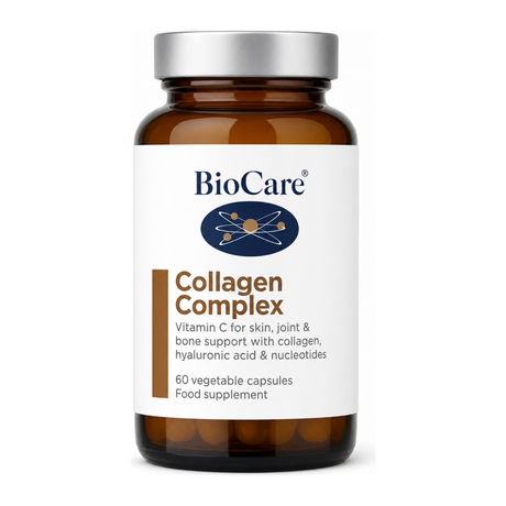 Biocare Collagen Complex Capsules by BioCare Natural Remedies — front view showing product label and branding, studio product photo on white background