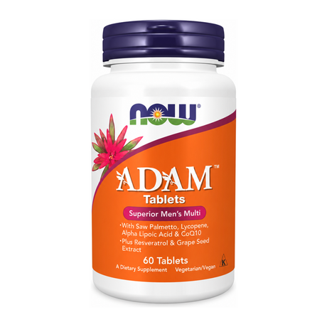 Now Adam Superior Men's Multi 60 tabs by Now — front view showing product label and branding, studio product photo on white background