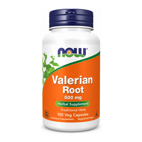 NOW Foods Valerian Root 500mg by Now — front view showing product label and branding, studio product photo on white background