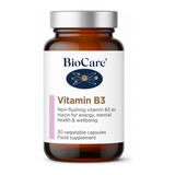 Biocare Vitamin B3 (niacinamide 100mg) 30 capsules by BioCare Natural Remedies — front view showing product label and branding, studio product photo on white background