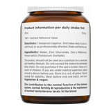 Biocare Nutrisorb Liquid Zinc Complex by BioCare Natural Remedies — ingredients side panel, studio product photo on white background