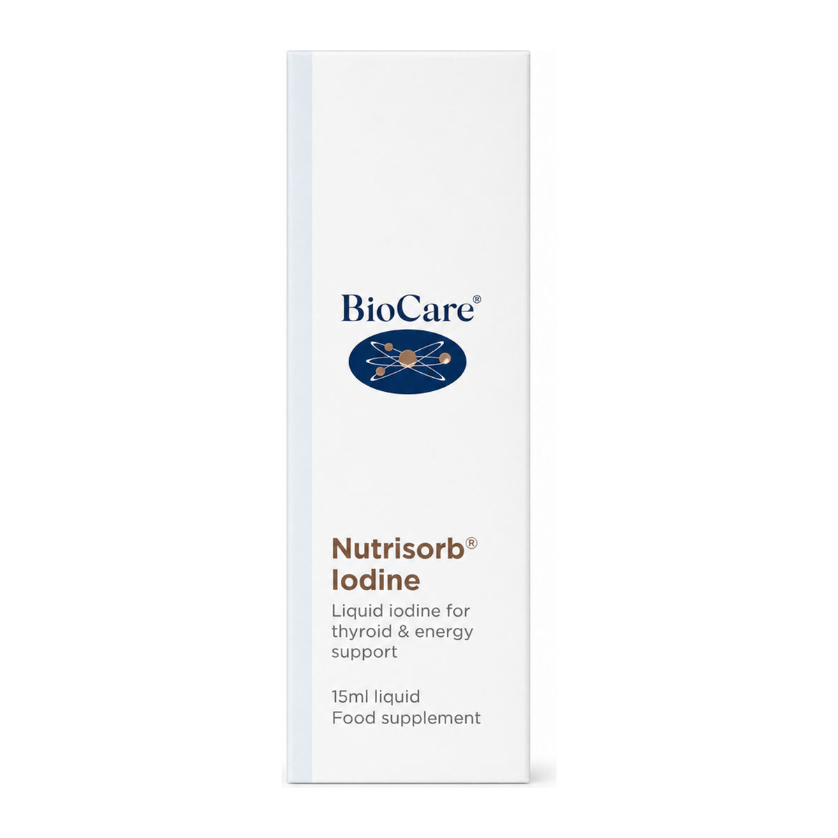 Biocare Nutrisorb Liquid Iodine by BioCare Natural Remedies — front view showing product label and branding, studio product photo on white background