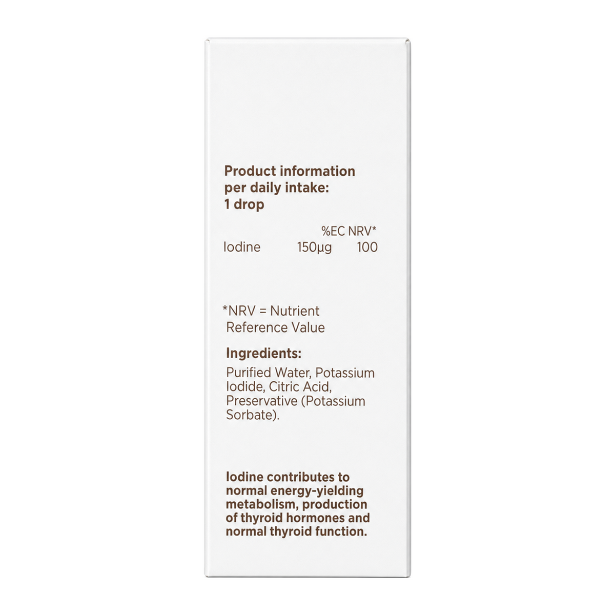 Biocare Nutrisorb Liquid Iodine by BioCare Natural Remedies — nutrition facts side panel, studio product photo on white background