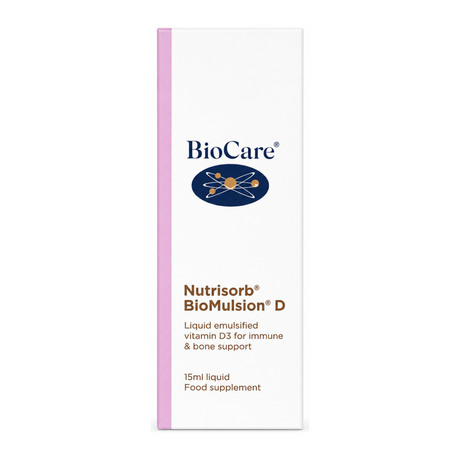 Biocare Nutrisorb BioMulsion D by BioCare Natural Remedies — front view showing product label and branding, studio product photo on white background