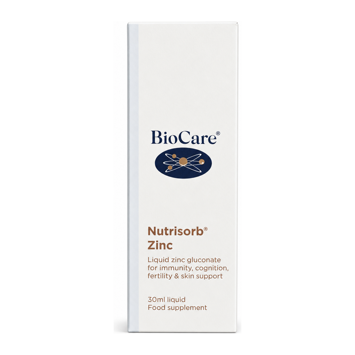 Biocare Nutrisorb Zinc by BioCare Natural Remedies — front view showing product label and branding, studio product photo on white background