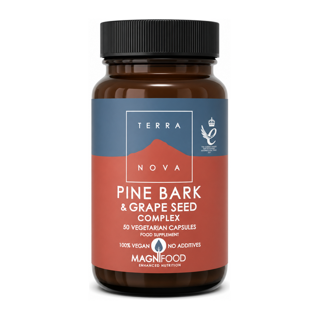 Terranova Pine Bark & Grape Seed Complex by Terranova Natural Remedies — front view showing product label and branding, studio product photo on white background