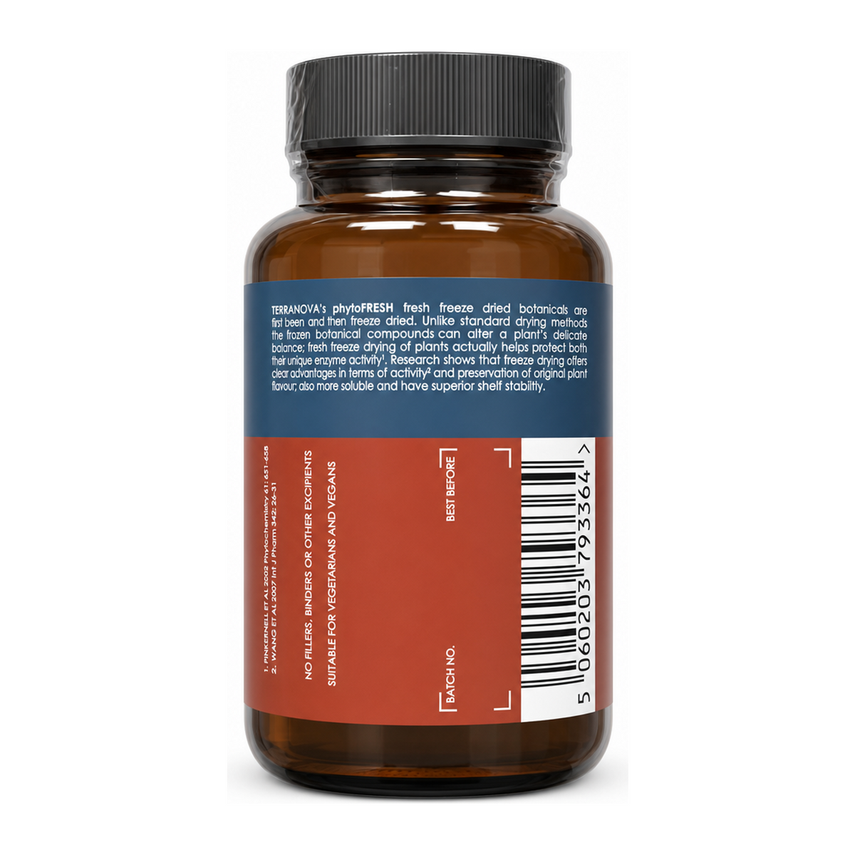 Terranova Milk Thistle 500mg by Terranova Natural Remedies — back view showing ingredients and product details, studio product photo on white background