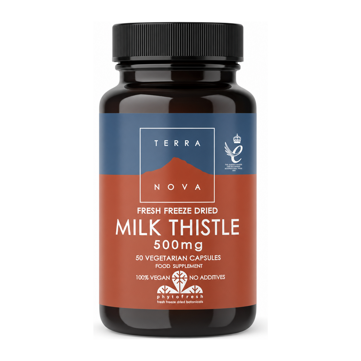Terranova Milk Thistle 500mg by Terranova Natural Remedies — front view showing product label and branding, studio product photo on white background
