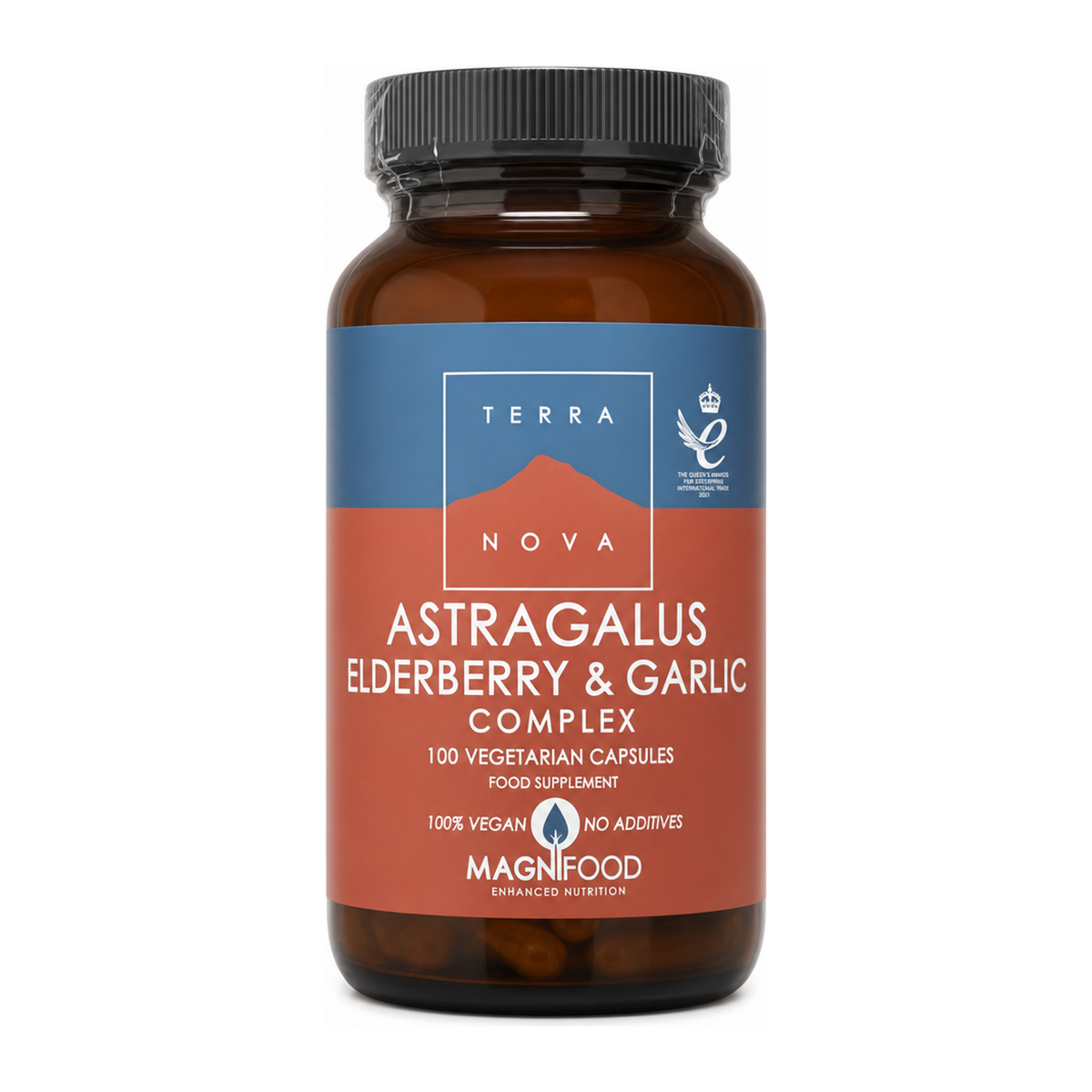 Terranova Astragalus, Elderberry & Garlic Complex by Terranova Natural Remedies — front view showing product label and branding, studio product photo on white background