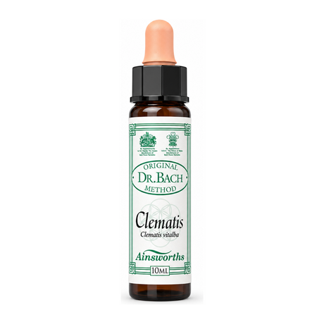 Dr Bach Clematis Bach Flower Remedy by Ainsworths Vitamin & Mineral Supplements — front view showing product label and branding, studio product photo on white background