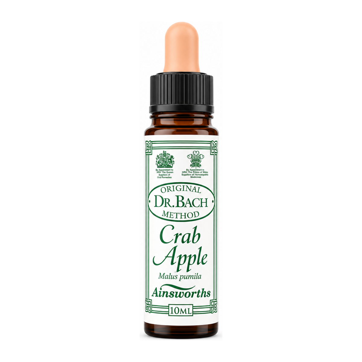 Dr Bach Crab Apple Bach Flower Remedy by Ainsworths Natural Remedies — front view showing product label and branding, studio product photo on white background