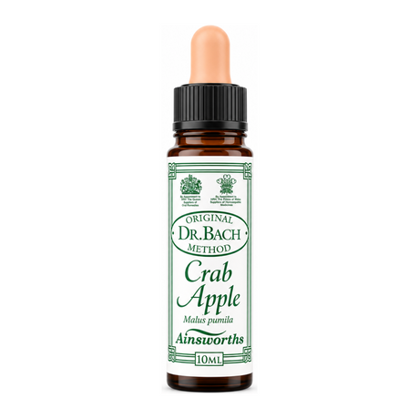 Dr Bach Crab Apple Bach Flower Remedy by Ainsworths Natural Remedies — front view showing product label and branding, studio product photo on white background
