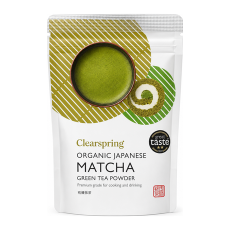Clearspring Organic Matcha Green Tea Powder (Pouch) by Clearspring Food & Drinks — front view showing product label and branding, studio product photo on white background