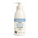 MooGoo Natural Sensitive Scalp Milk Shampoo by MooGoo Natural Beauty — front view showing product label and branding, studio product photo on white background