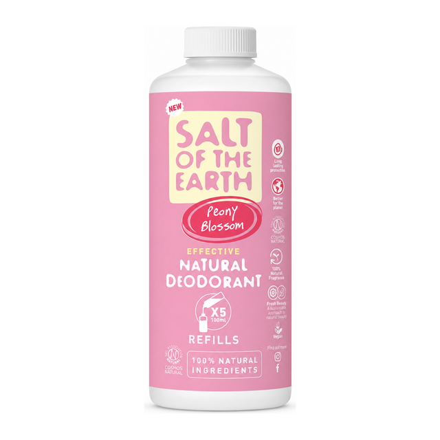 Salt Of the Earth Peony Blossom Spray Refill by Salt of the Earth Natural Beauty — front view showing product label and branding, studio product photo on white background