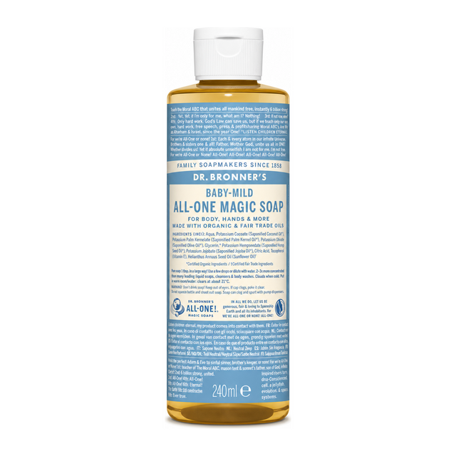 Dr. Bronner's Baby-Mild All-One Magic Soap by Dr. Bronner's — front view showing product label and branding, studio product photo on white background