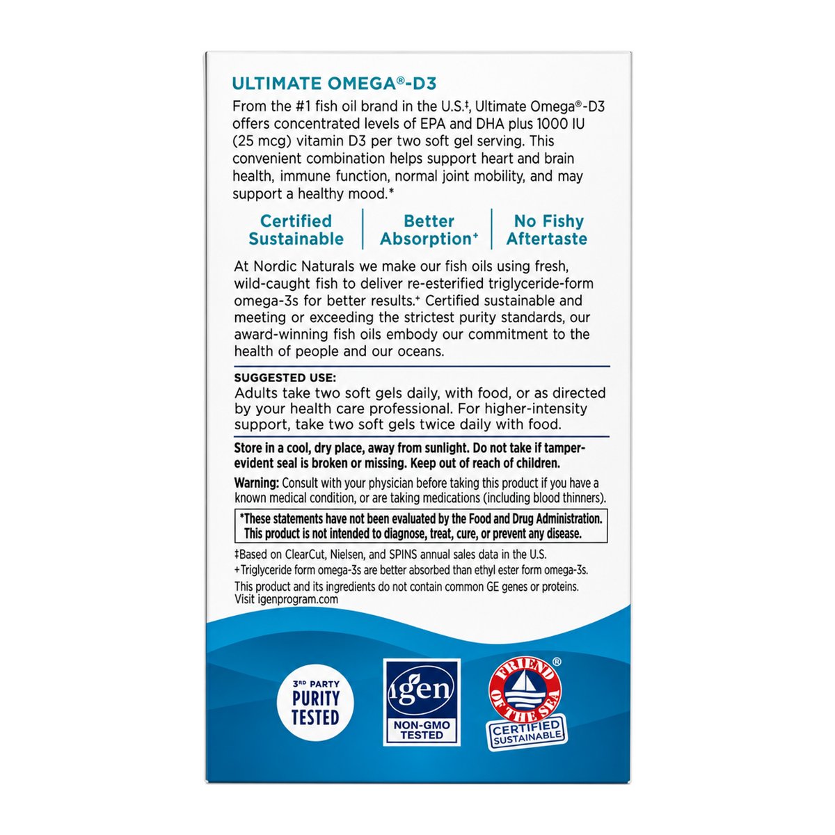 Nordic Naturals, Ultimate Omega®-D3, Lemon, 60 Soft Gels by Nordic Naturals — cooking instructions side panel, studio product photo on white background
