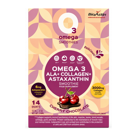 O3Omega Smoothies Beauty Food 14 Pouches by O3Omega Smoothies Vitamin & Mineral Supplements — front view showing product label and branding, studio product photo on white background
