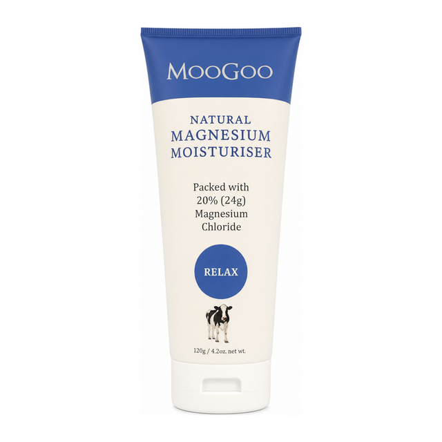 MooGoo Natural Magnesium Moisturiser by MooGoo Natural Beauty — front view showing product label and branding, studio product photo on white background