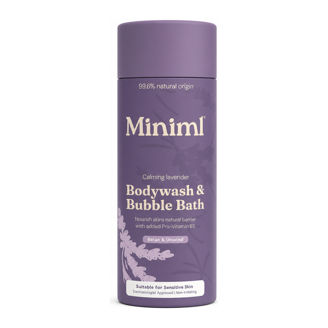 Miniml Lavender Bodywash 400ml by Miniml Personal Care — front view showing product label and branding, studio product photo on white background