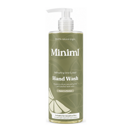 Miniml Lime and Basil Hand Wash by Miniml Personal Care — front view showing product label and branding, studio product photo on white background