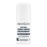 MooGoo Natural Fresh Cream Deodorant Fragrance Free by MooGoo Natural Beauty — front view showing product label and branding, studio product photo on white background