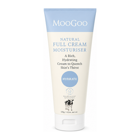 MooGoo Natural Full Cream Moisturiser by MooGoo Natural Beauty — front view showing product label and branding, studio product photo on white background