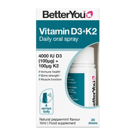 BetterYou BetterYou D3 4000iu + K2 by BetterYou Vitamin & Mineral Supplements — front view showing product label and branding, studio product photo on white background