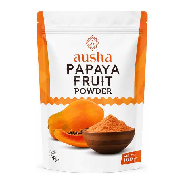 AUSHA Papaya Fruit Powder by Ausha Health Food — front view showing product label and branding, studio product photo on white background