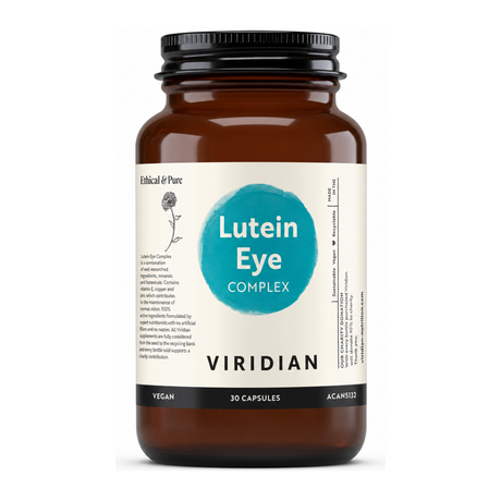 Viridian Lutein Eye Complex by Viridian Natural Remedies — front view showing product label and branding, studio product photo on white background