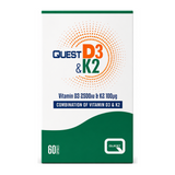 Quest D3 2500 iu & K2 100mcg by Quest Vitamin & Mineral Supplements — front view showing product label and branding, studio product photo on white background
