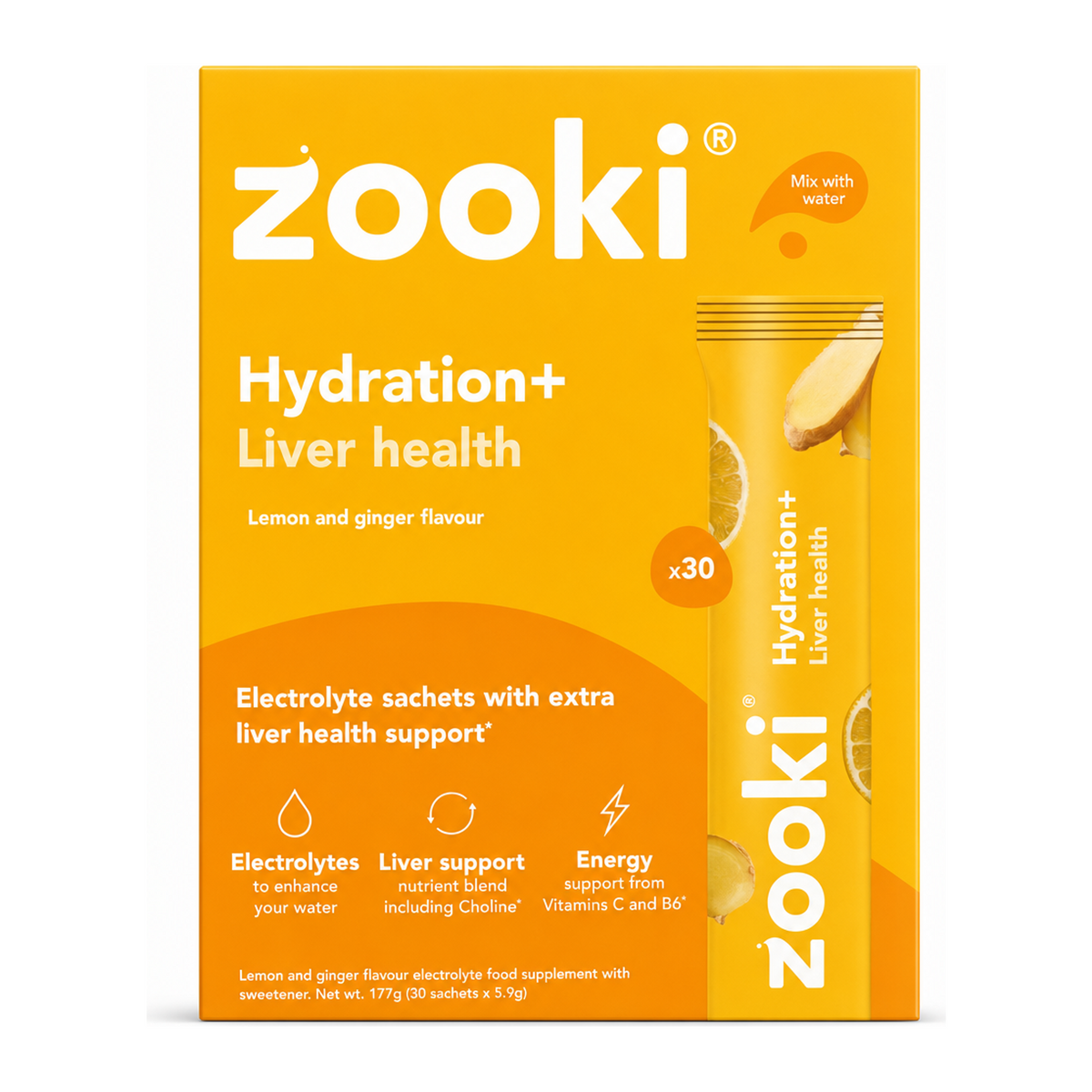 YourZooki Electrolytes Liver by Zooki Vitamin & Mineral Supplements — front view showing product label and branding, studio product photo on white background