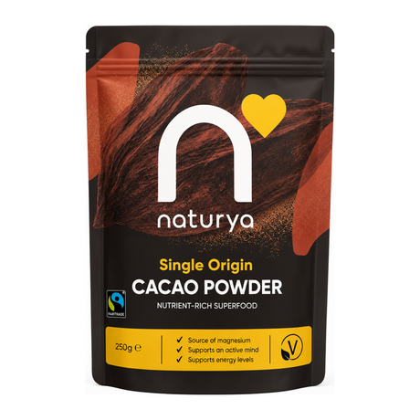 Naturya Cacao Powder Single Origin FT by Naturya Health Food — front view showing product label and branding, studio product photo on white background