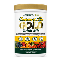 Nature's Plus Source of Life Gold Drink Mix by NaturesPlus Vitamin & Mineral Supplements — front view showing product label and branding, studio product photo on white background