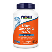 NOW Ultra Omega-3 Fish Oil by Now Natural Remedies — front view showing product label and branding, studio product photo on white background