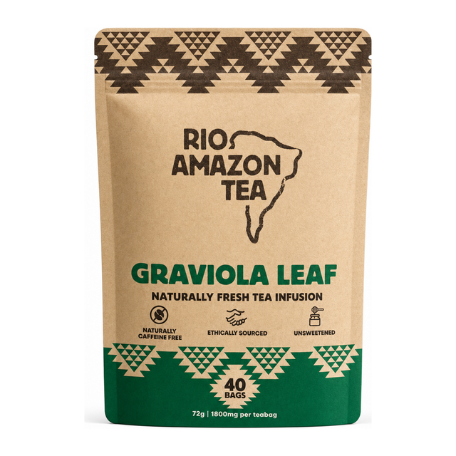 Rio Amazon Graviola Leaf Tea 40 Teabags by Rio Amazon Tea Beverages — front view showing product label and branding, studio product photo on white background