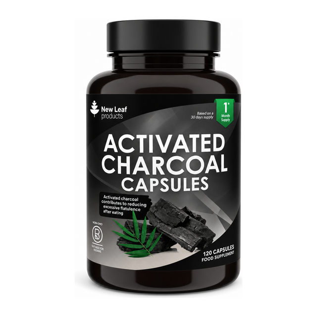New Leaf Products Charcoal Capsules by New Leaf Products Personal Care — front view showing product label and branding, studio product photo on white background