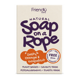 Friendly Soap Orange - Soap On A Rope by Friendly Soap Personal Care — front view showing product label and branding, studio product photo on white background