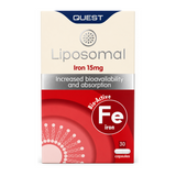 Quest Liposomal Iron 15mg 30 caps by Quest — front view showing product label and branding, studio product photo on white background