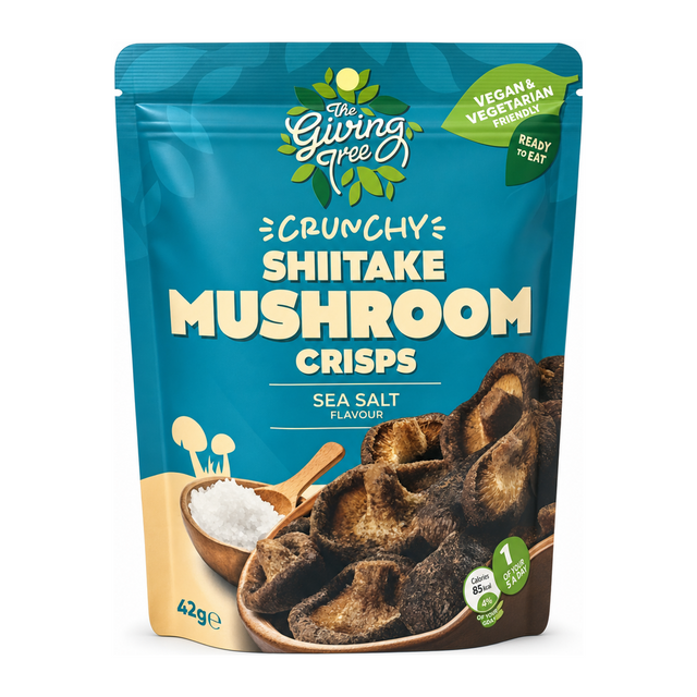 Giving Tree Snacks Shitake Mushroom Sea Salt by The Giving Tree Personal Care — front view showing product label and branding, studio product photo on white background