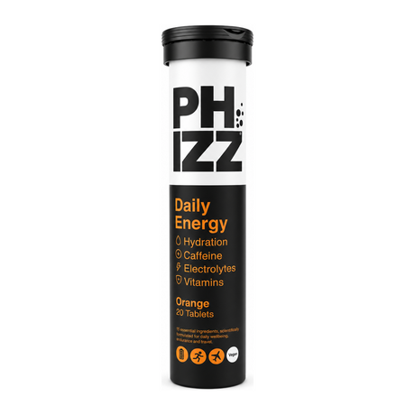 Phizz Daily Energy Orange Effervescent by Phizz Vitamin & Mineral Supplements — front view showing product label and branding, studio product photo on white background