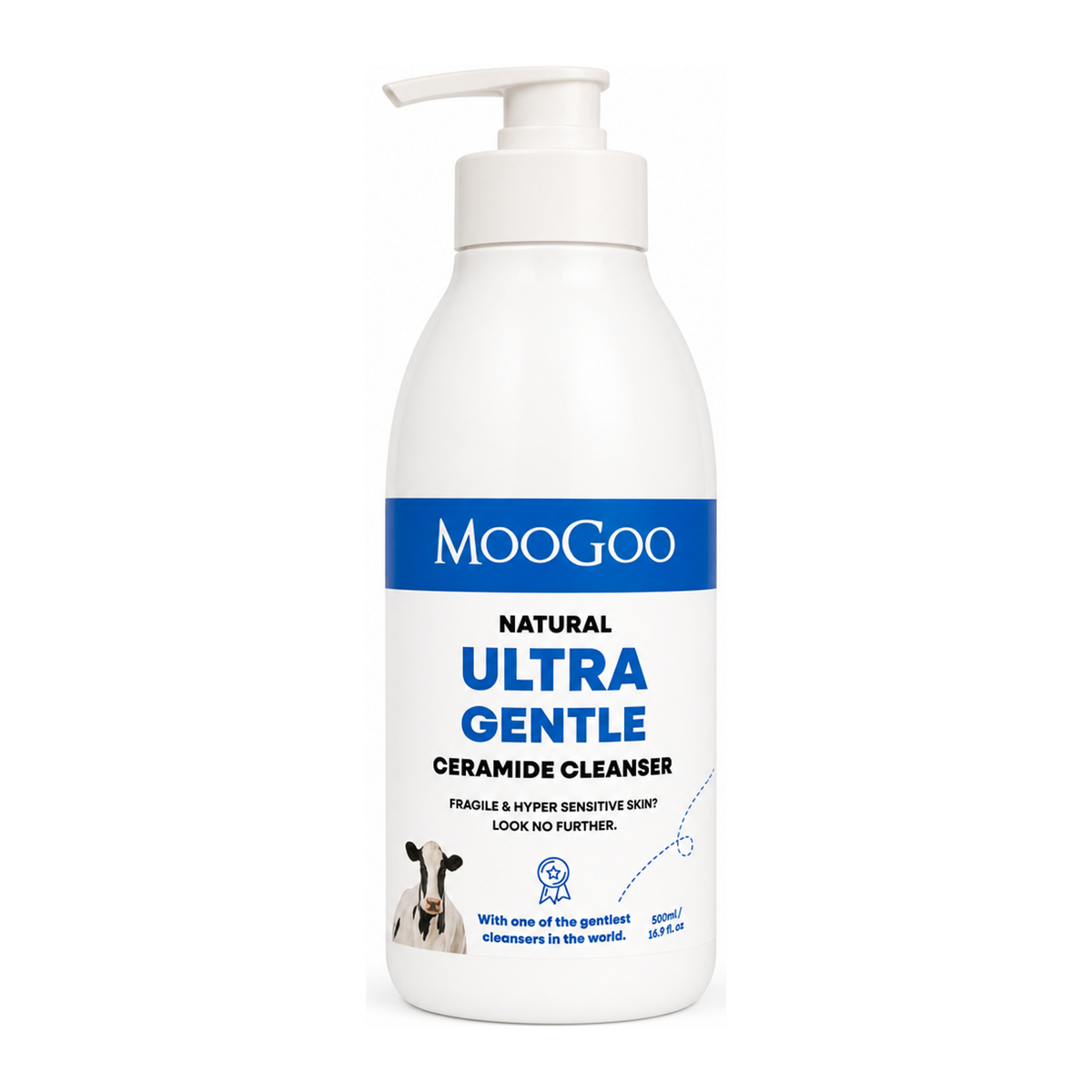 MooGoo Natural Ultra Gentle Cleanser With Ceramides by MooGoo Natural Beauty — front view showing product label and branding, studio product photo on white background