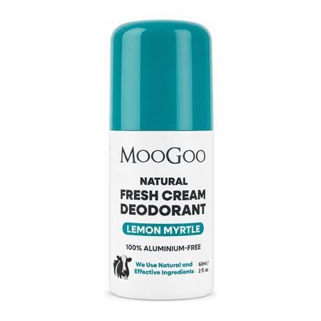 MooGoo Fresh Cream Deodorant - Lemon Myrtle by MooGoo Natural Beauty — front view showing product label and branding, studio product photo on white background